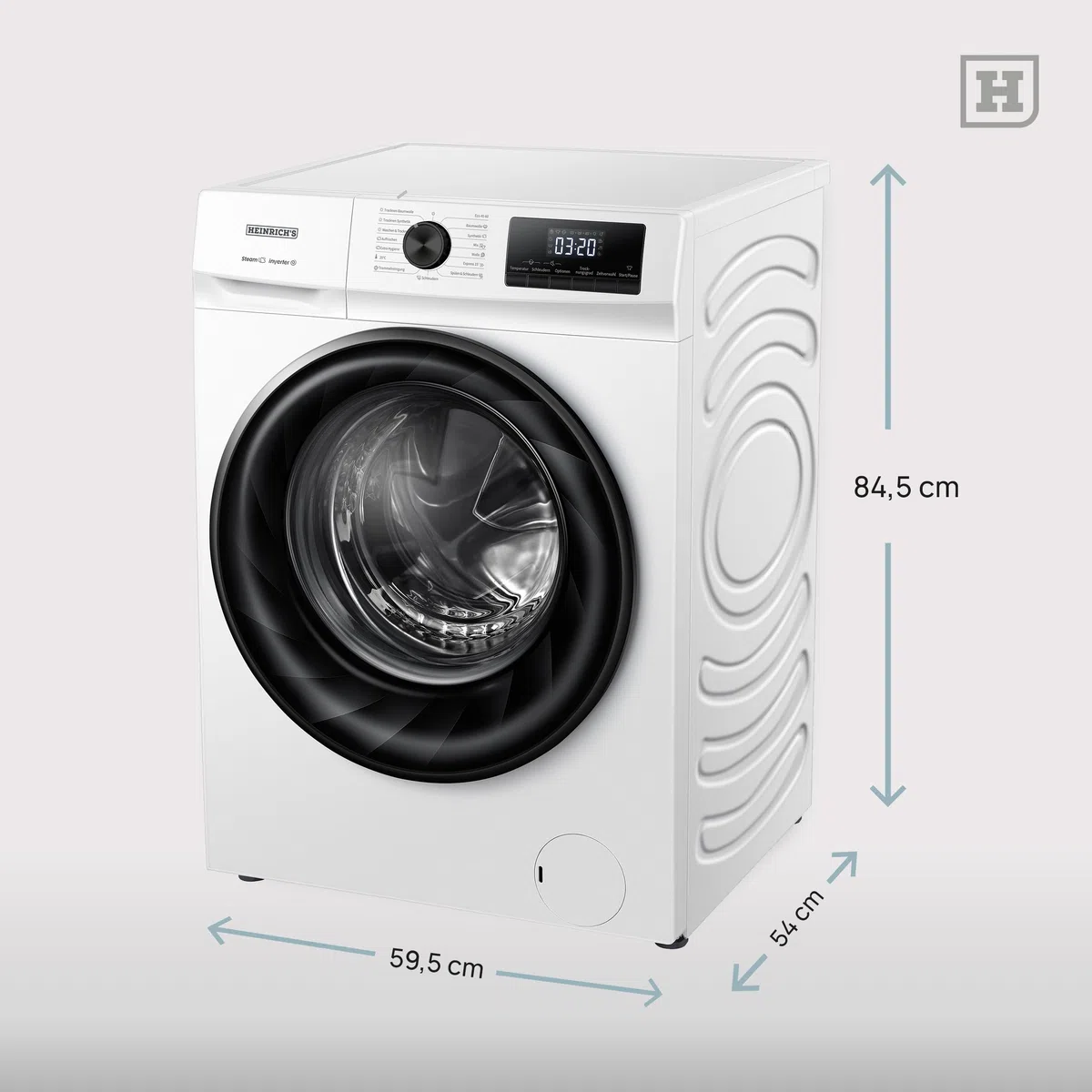 HEINRICHS Waschtrockner, 2in1 Waschtrockner, 8KG Waschen + 5KG Trocknen,1400 U/min, 15 Programme, Express Programm 15 min, Steam-Refresh, AquaStop, Edelstahl-Trommel, mit Kindersicherung, Effizient