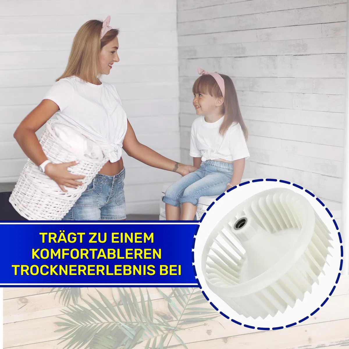 Lüfterrad für Trockner Ø 155 mm mit dem Originalcode C00526646 C00860600 für Indesit 488000526646 488000860600 für Whirlpool - Garantie 10 Jahre - MONTERAL