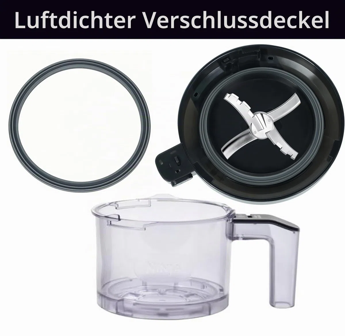 Äußerer Schüsseldeckel mit Paddel, kompatibel mit Ninja NC301 NC300 Serie, wiederverwendbarer BPA-freier Ersatzdeckel, Creami-Zubehör passend für NC299AMZ/NC301/NC300/NC201/NC101 Serie