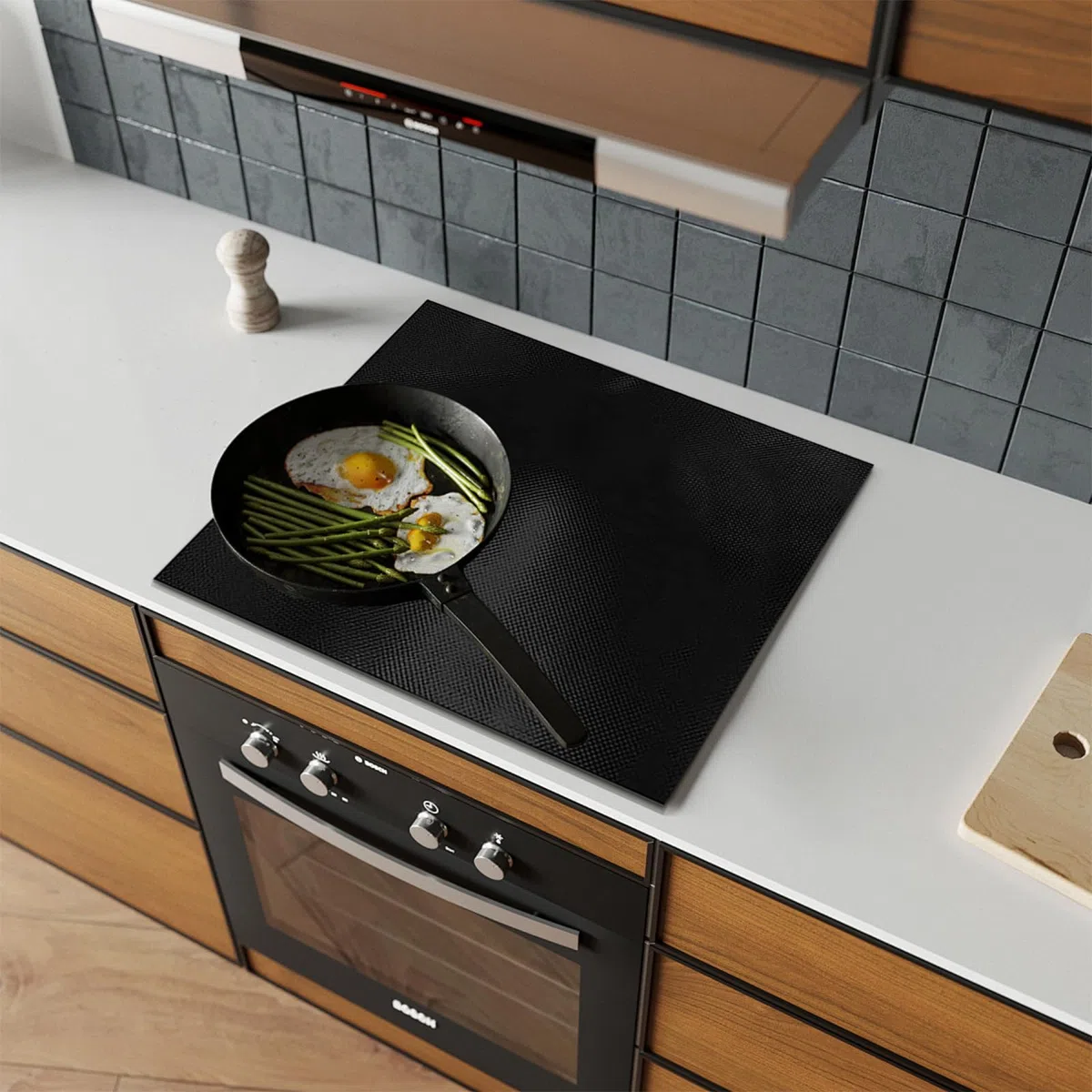52x78cm Große Induktionsschutzmatte Silikon Induktionskochfeld Schutzmatte Induction Cooker Silikonmatte Rutschfest Induktion Herdschutz Matte Magnetisch für Induktionsherd
