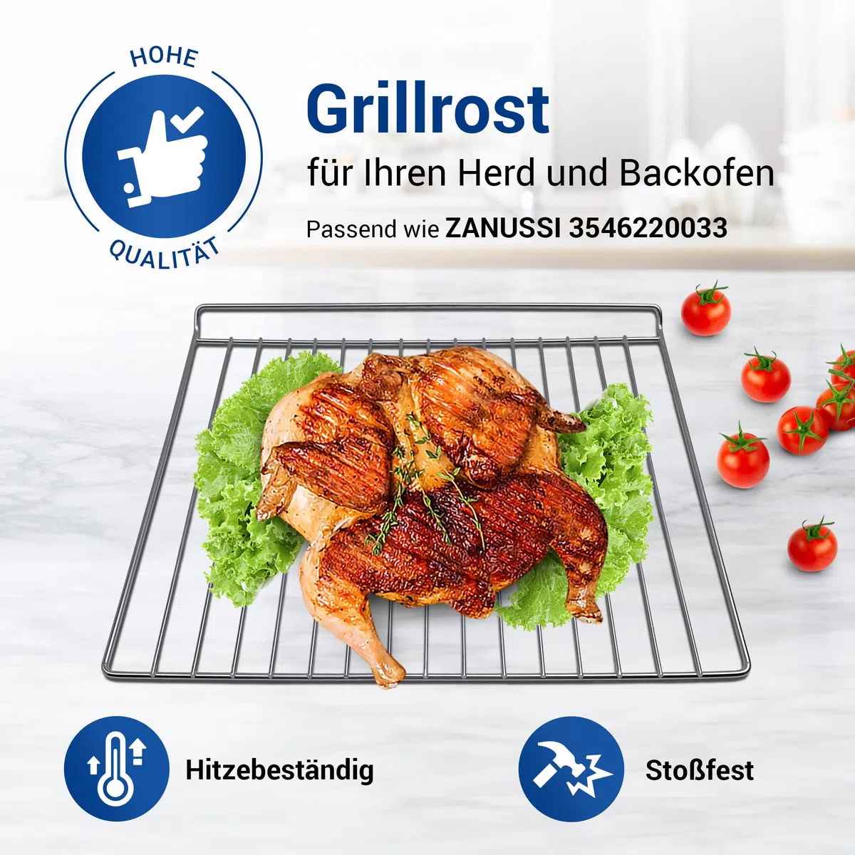 VIOKS Grillrost Backofen Ersatz für AEG Elеctrolux Juno Zanussi 3546220033 | Backofenrost Gitter Ofenrost Grillgitter Backrost Bratrost Ofengitter Gitterrost, ersetzt 354622003/3, 420x350mm, für Herd