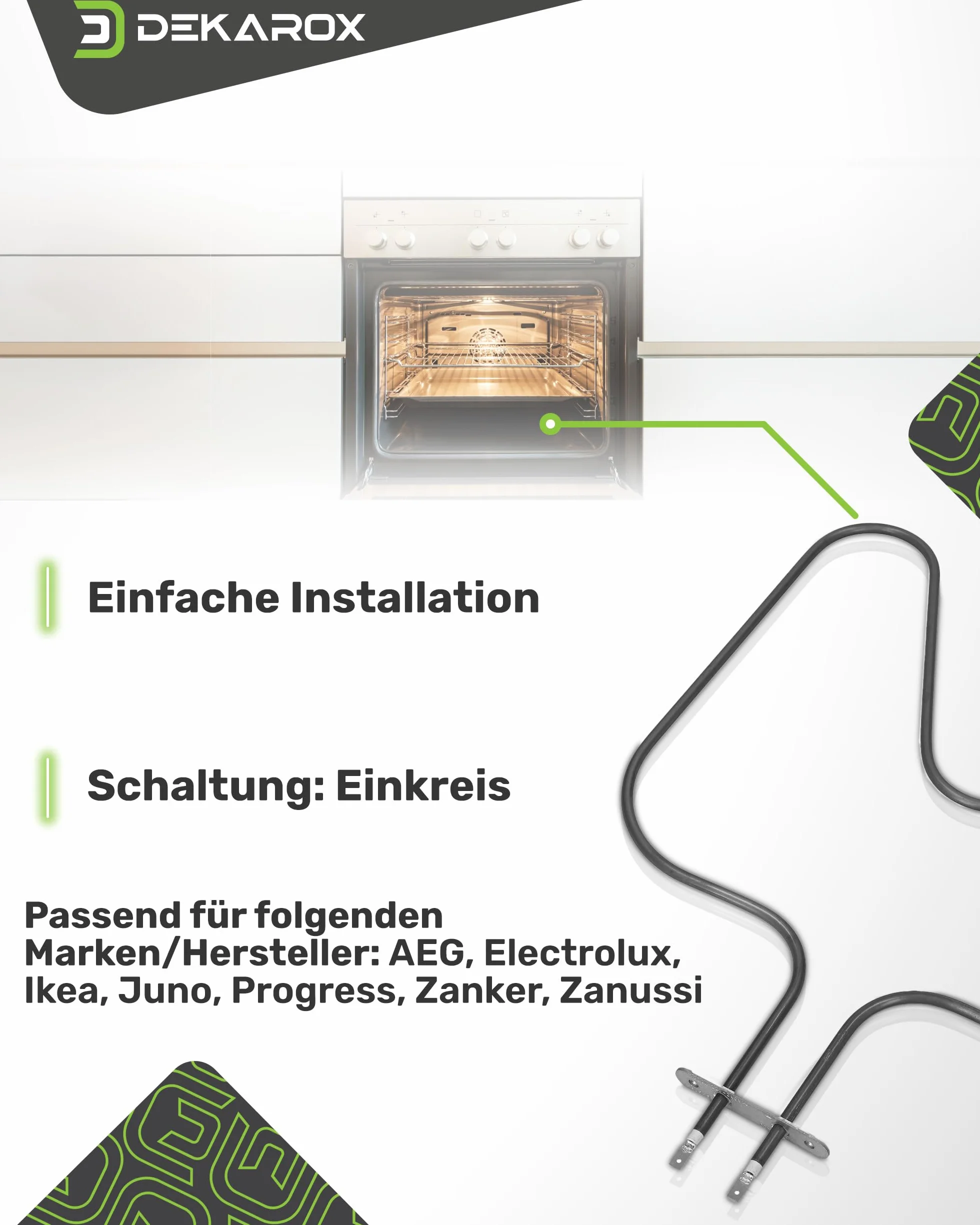 Unterhitze Heizelement 1000W 220/240V für AEG Electrolux Juno Zanussi Zanker 357063501/5 3570635015 für Backofen Herd