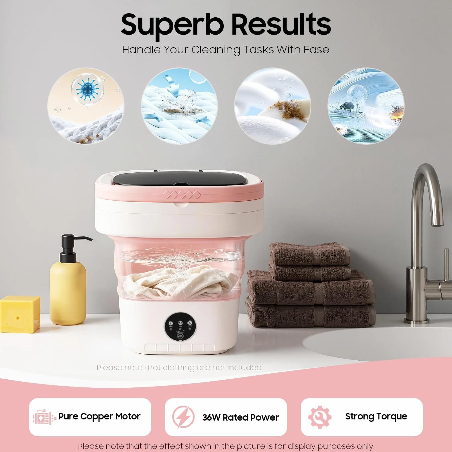 Mini Waschmaschine 12L - Faltbare Reisewaschmaschine - Campingwaschmaschine mit Schleuderfunktion - Portable Washing Machine für Wohnungen, Wohnmobile, Hotels, Reisen und Camping
