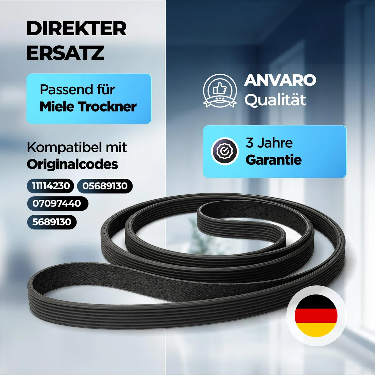 Keilrippenriemen für Trockner OPTIBELT 1880 PJ5 mit Originalcode 5689130 05689130 11114230 07097440 für Miele | MADE IN GERMANY | 3 Jahre Garantie
