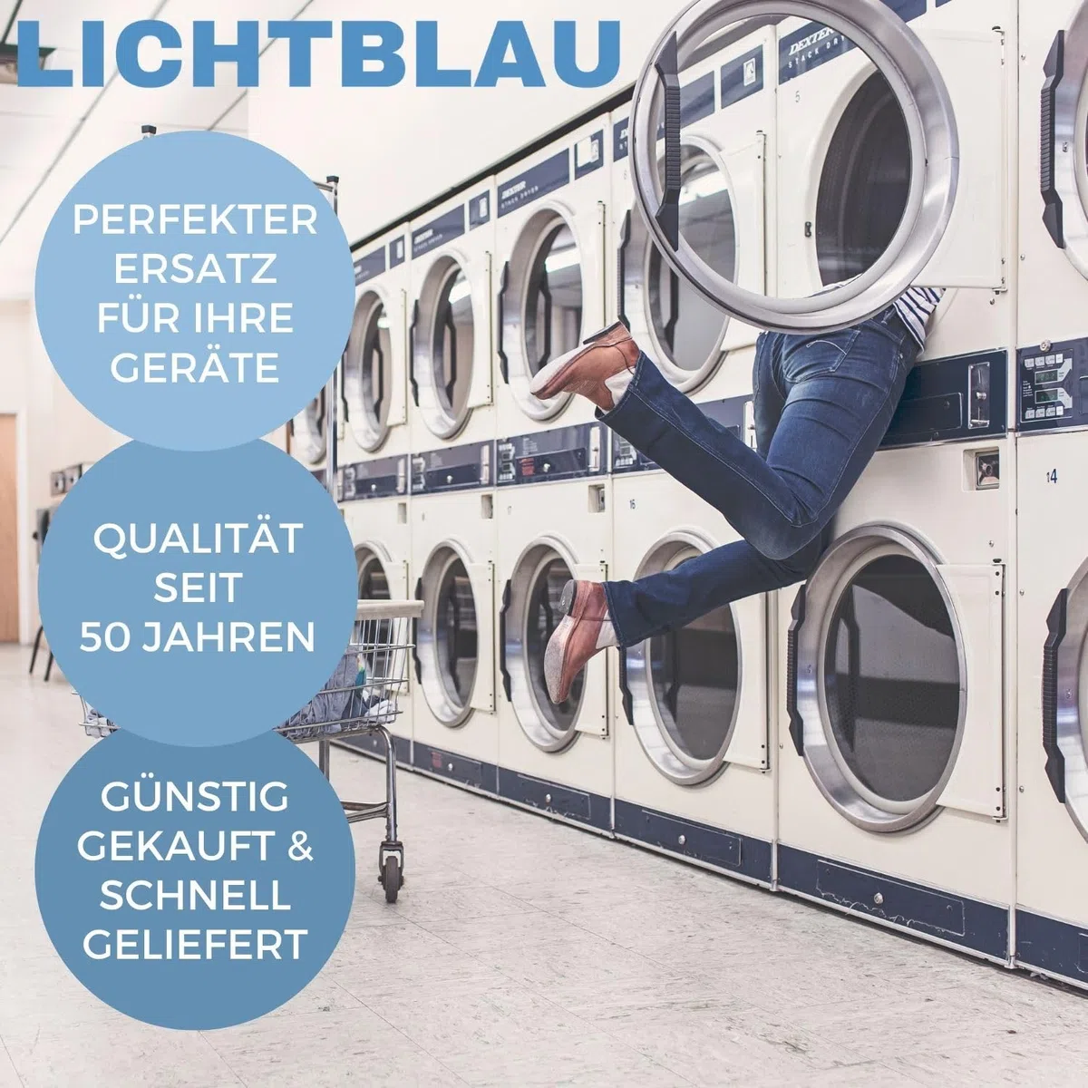 LICHTBLAU Zulaufschlauch Verlängerung 2m 3/4 Zoll | Mit Metallgewinde für Waschmaschine und Geschirrspüler – universeller Wasserzulaufschlauch
