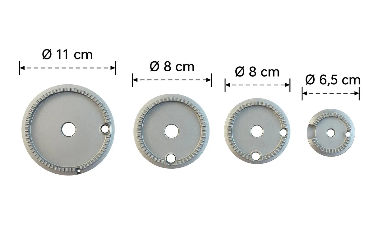 Ersatz-Set für Gasherd – Set mit 4 Brenner und 4 anpassbaren Platten Rex Electrolux kompatibel Code 3540006081 – Hohe Qualität und einfache Installation