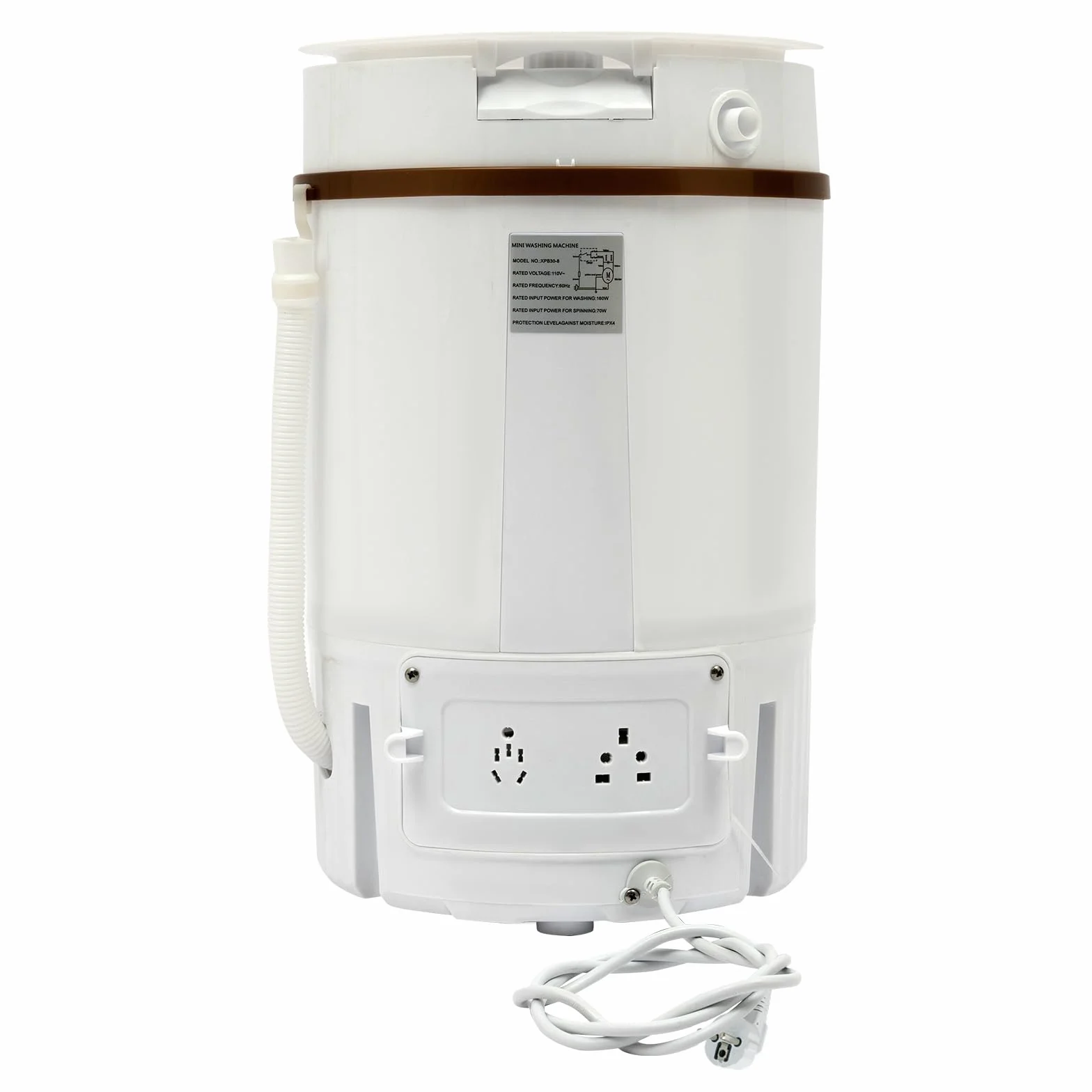 Mini Waschmaschine mit Schleuder, 4.5L Tragbare Waschautomat mit Abtropfkorb, Reisewaschmaschine, Miniwaschmaschine, Camping Mobile Waschmaschine, Toploader (Weiß)