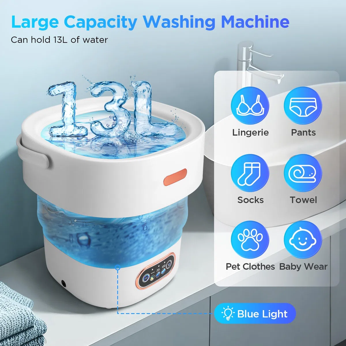 Mini Waschmaschine 13L,Portable Washing Machine Mit Schleuder,Reisewaschmaschine Mit 3 Modi,Mobile Waschmaschine,Campingwaschmaschine Für Unterwäsche Babykleidung