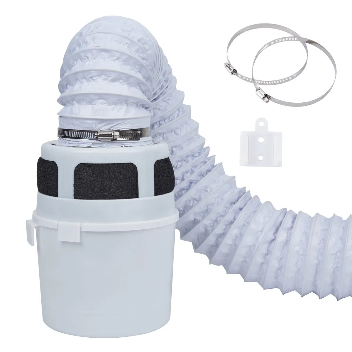 3-in-1 Innen-Trockner-Belüftungs-Set, Filtereimer für elektrische Trockner, mit 10,2 cm x 1,5 m, doppelschichtigem Proflex-Kanal (weiß)