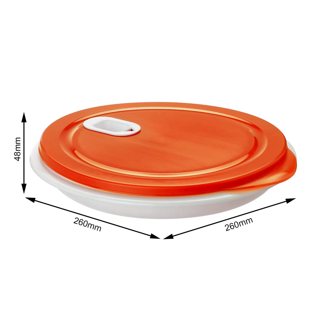 Rotho XL Clever Mikrowellenteller 1.2l mit Deckel und Unterteilung, Kunststoff (PP) BPA-frei, weiss/rot, 1.2l (26.0 x 26.0 x 4.8 cm) (Packung mit 2)