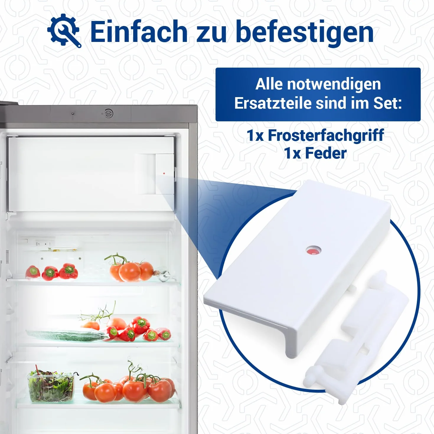 VIOKS Kühlschrank Griff Ersatz für Bosch Siemens Türgriff Kühlschrank 00059129 - Kühlschrank Gefrierfach Klappe Griff mit Feder für Kühlschrank