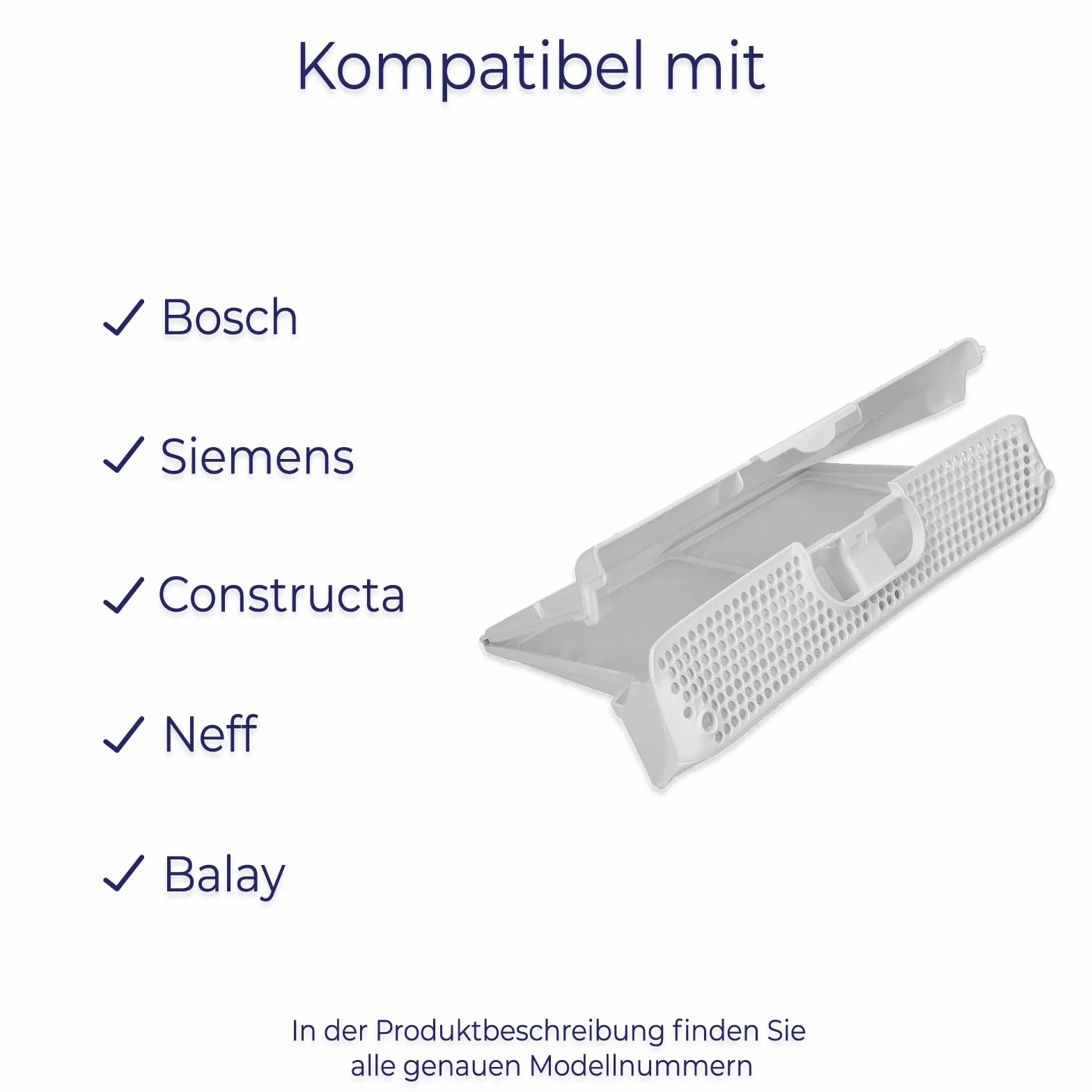 LUTH Premium Profi Parts Flusensieb Sieb Filtertasche Filter kompatibel mit Bosch Siemens Constructa Neff Balay IQ300 IQ390 IQ500 IQ700 IQ790 IQ800 IQ890 00656033 656033 für Trockner weiß
