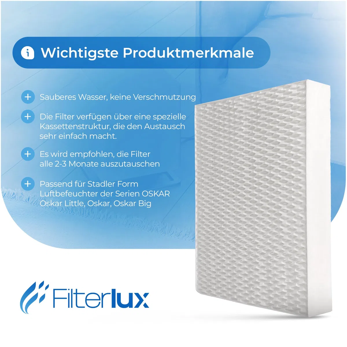 ERSATZFILTER 4 STÜCK FÜR LUFTREINIGIER LUFTBEFEUCHTER KOMPATIBEL MIT STADLER FORM OSKAR LITTLE BIG FILTERLUX Hochwertige Antibakteriell Ersatzfilter Für Optimale Luftreinigung Zubehör & Ersatzteile