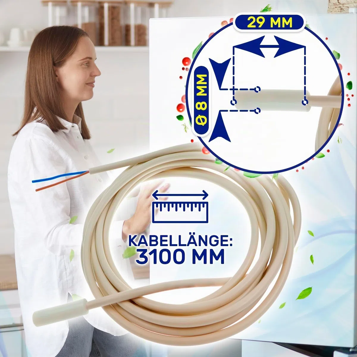 NTC Temperatursensor für Kühlschrank Hat den Originalcode 959008800 9590142 959014200 9590206 959020600 694239700 9590088 für Liebherr für Miele - Garantie 10 Jahre - MONTERAL