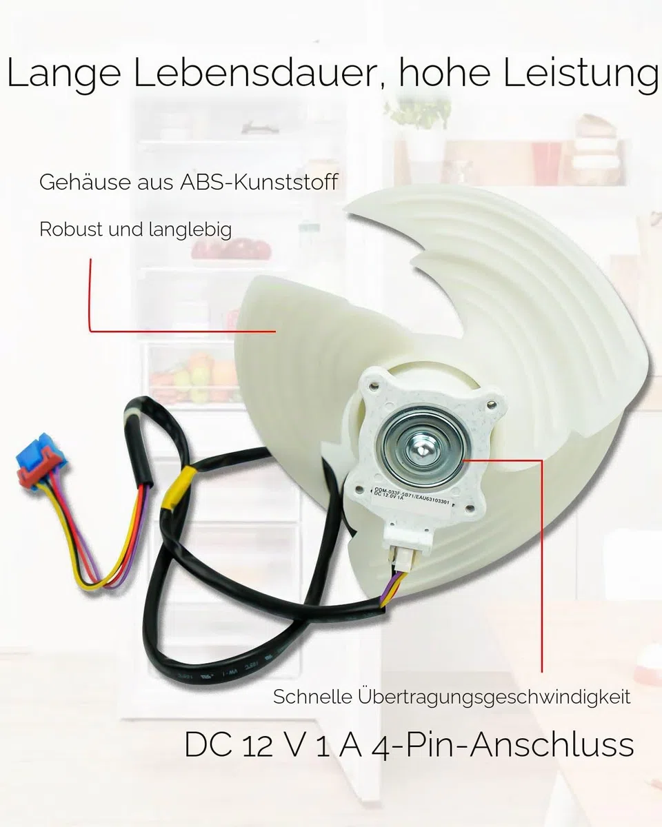 Kühlschrank-Kondensator-Lüftermotor-Baugruppe EAU63103301, passend für LG und Kenmore Elite, ersetzt EAU63103302 ODM-033F-5B71 AP6235485 4509126 Elektronik-Eisbereiter-Kühlventilatormotor, DC12V 1A