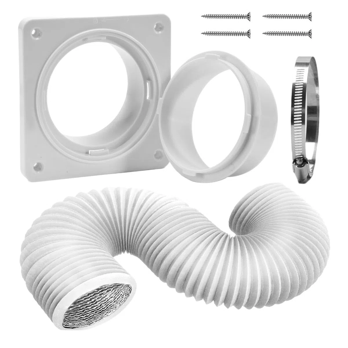 1 Set Trockner Abluftschlauch Kit Trockner Entlüftung Wandmontage Auspuffteile Ersatzplatte für Lüftungsventilatoren Zirkulation Decke Küche Waschmaschine Badezimmer Schlafzimmer