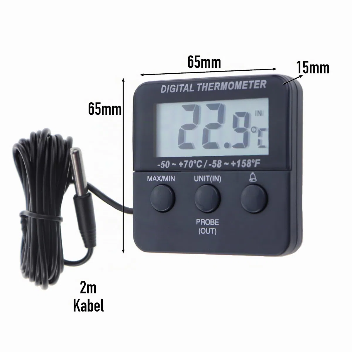 Kalibriertes Digital-Kühl-/Gefrierschrank-Thermometer mit nachverfolgbarem 2-Punkte-Kalibrierungszertifikat