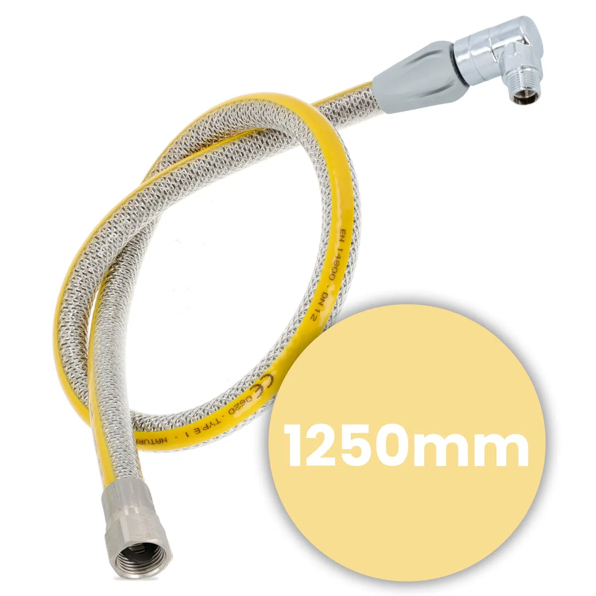 Flexibler Gasschlauch mit Schnellkupplung 1/2''IG x 1/2'' AG 1250 mm Propan Butangasschlauch DN12 Edelstahl PVC Butangas Gasanschlussschlauch Schnellkupplung Gasflaschen Campinggeräte Gaskocher Grill
