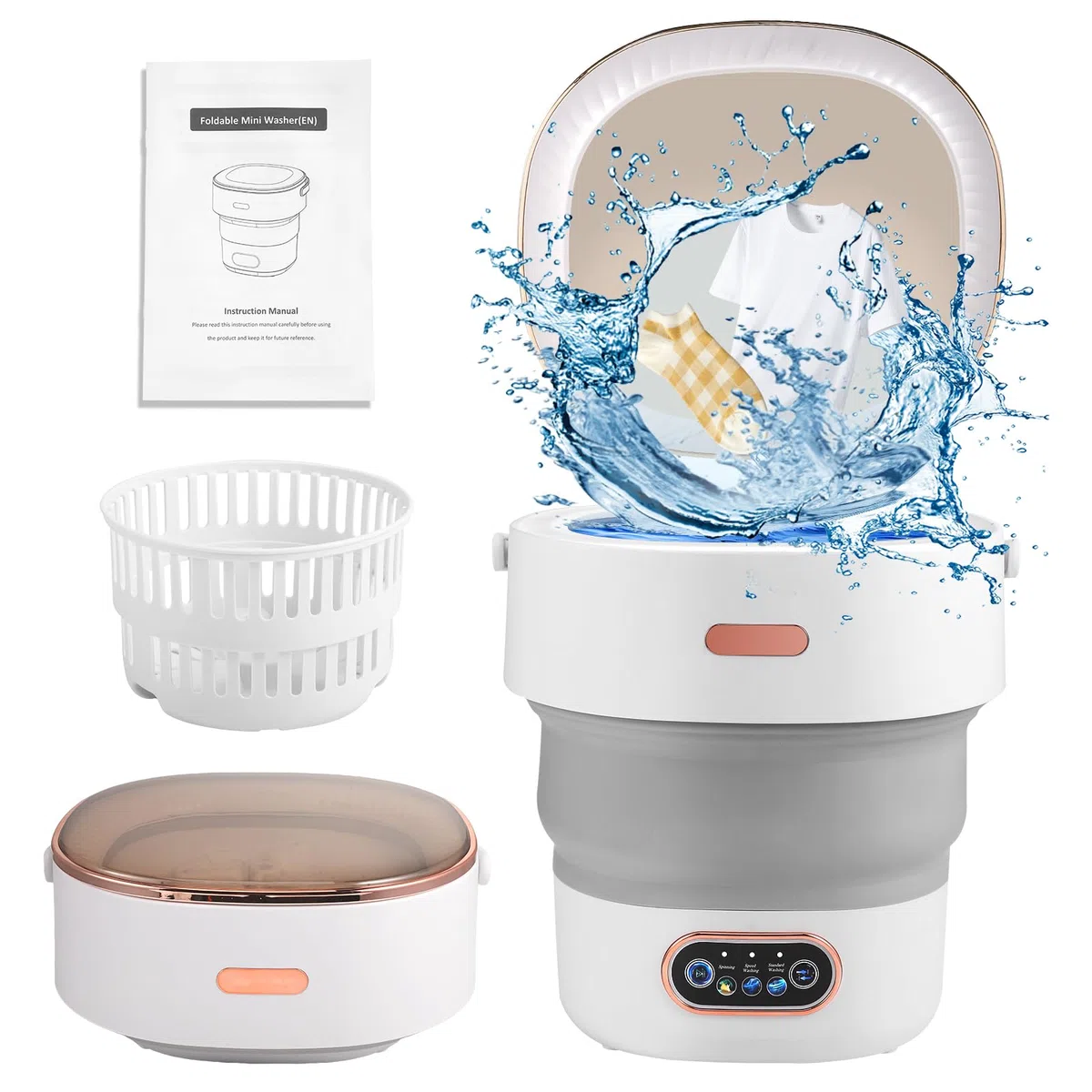 Mini Waschmaschine 13L,Portable Washing Machine Mit Schleuder,Reisewaschmaschine Mit 3 Modi,Mobile Waschmaschine,Campingwaschmaschine Für Unterwäsche Babykleidung