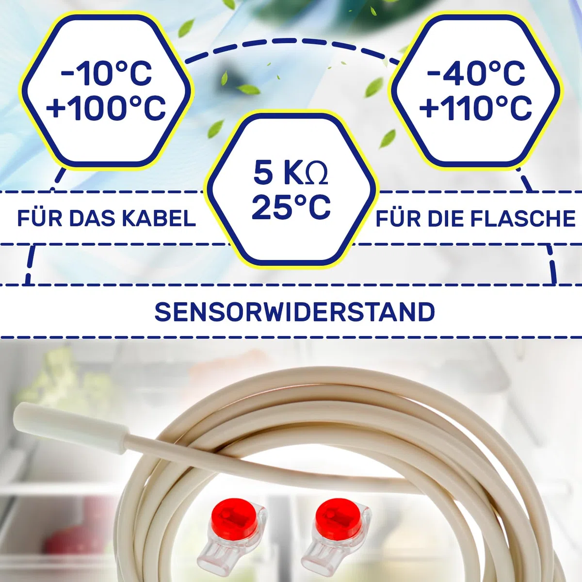 NTC Temperatursensor für Kühlschrank Hat den Originalcode 959008800 9590142 959014200 9590206 959020600 694239700 9590088 für Liebherr für Miele - Garantie 10 Jahre - MONTERAL