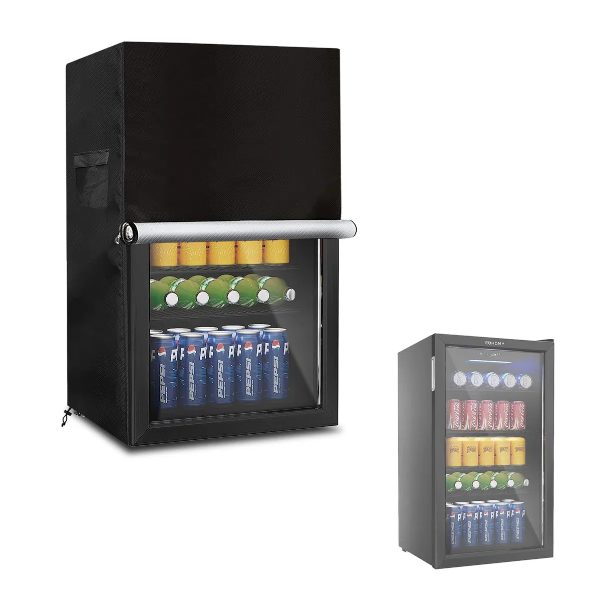 Getränke-Kühlschrank- und Kühler-Abdeckung für die meisten 3,2 Cu.ft Bier- oder Wein-Mini-Kühlschränke, wasserdicht, staubdicht, Anti-UV-Seiten, Reißverschluss kann geöffnet werden (50,8 cm B x