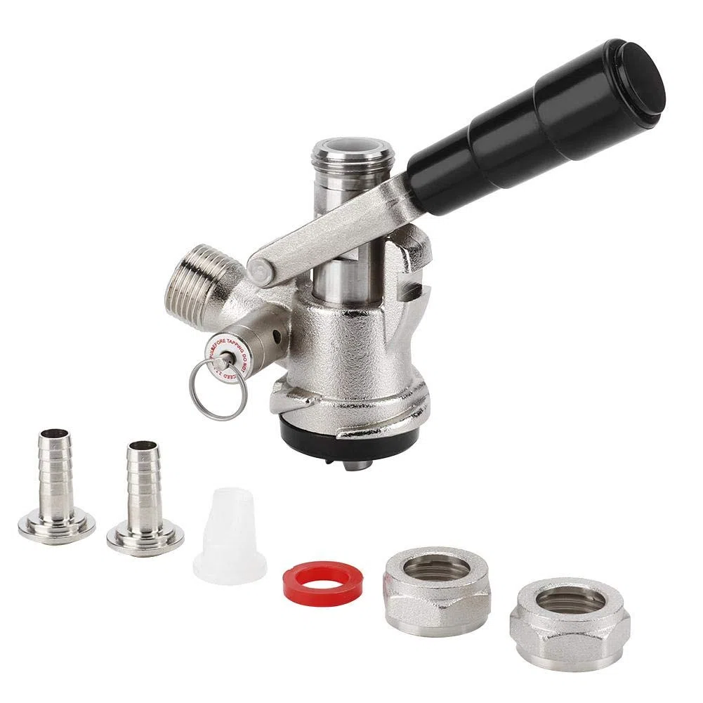 Keg Kegverschluss Zapfkopf Micromatic Korbkeg Typ S, Korb Keg Zapfkopf mit 6 Armaturen Bierfass Anschluss mit Sicherheitsüberdruckventil Hausbrauanlage