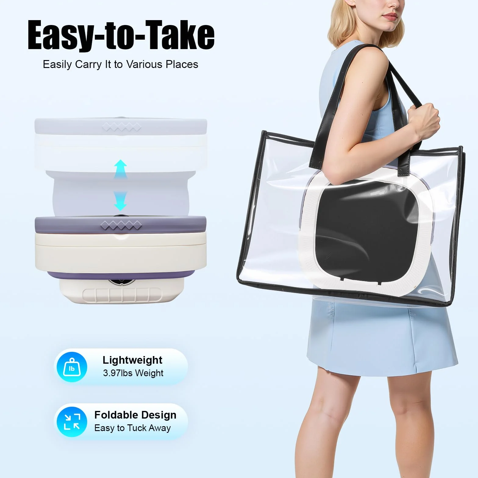 12L Mini Waschmaschine, Faltbar Tragbare Camping Waschmaschine mit Schleuder, Tiefenreinigung Von Babykleidung Unterwäsche, Reisewaschmaschine für Schlafsäle, Wohnmobil