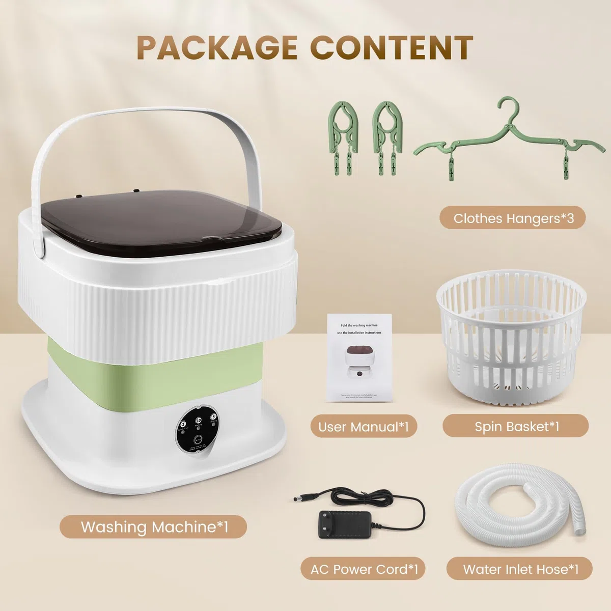 Mini Waschmaschine, 11L Camping Waschmaschine Klein mit Schleuderkorb, Camping Reisewaschmaschine für Unterwäsche, Baby- und Kleinwäsche, geeignet