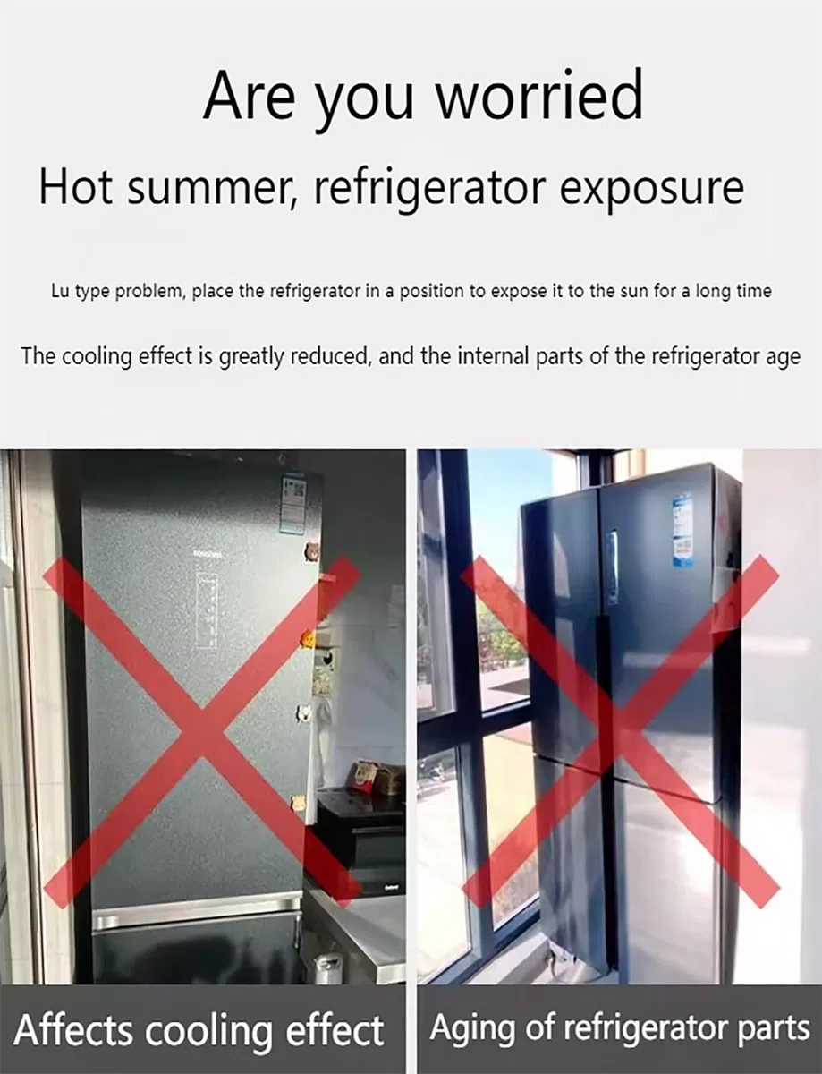 Isolierabdeckung aus Aluminiumfolie for den Kühlschrank, universeller energiesparender Sonnenschutz for den Gefrierschrank, hitzebeständiger Wärmeschutz(50x170cm/19.7x66.9in)