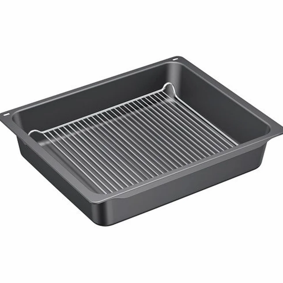 Bosch HEZ633070 Zubehör für Backöfen, Profi-Pfanne mit Rost, anthrazit emailliert, Made in Germany