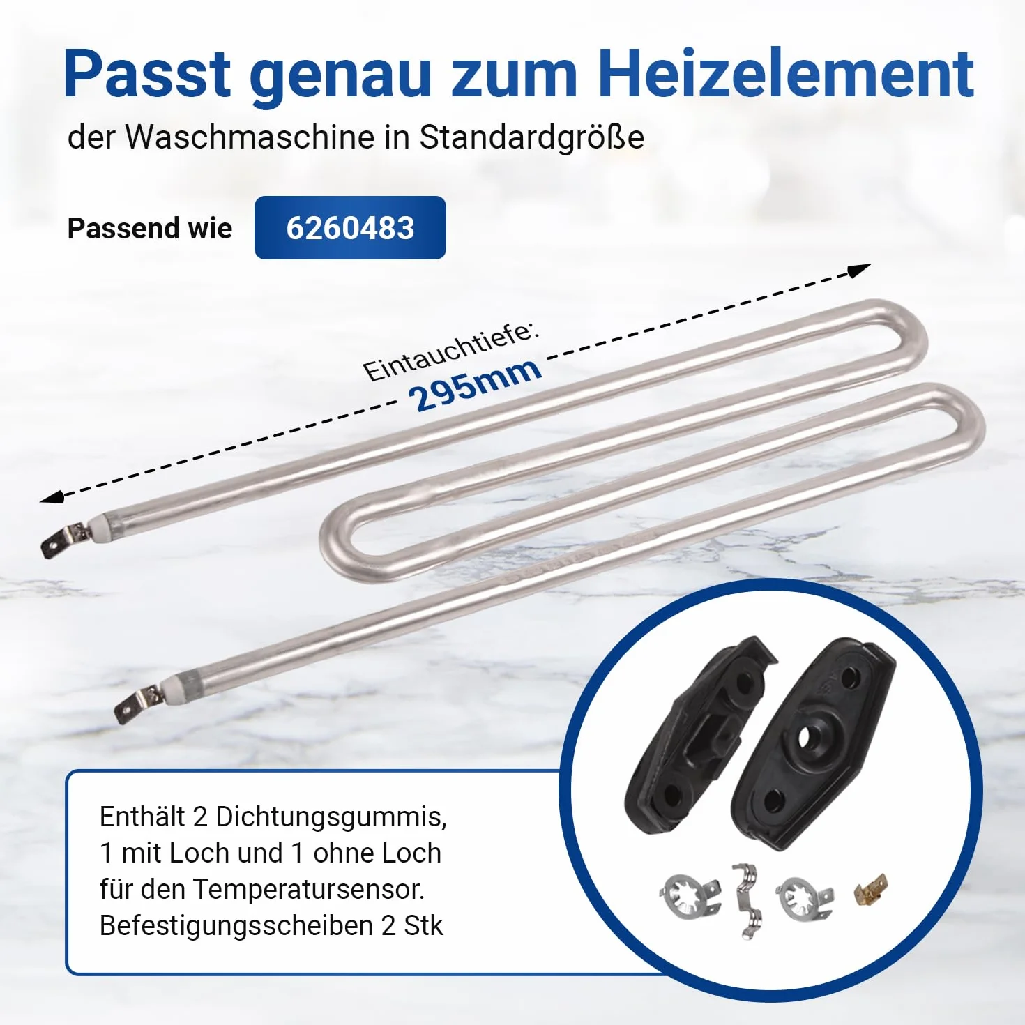 VIOKS Heizelement 230V 2100W Heizstab Ersatz für Мiele Heizstab 6260482 6260483 6260485 & Heizstab IRCA 4043769 - Heizung 230V Heizstab Ersatz für Waschmaschinen