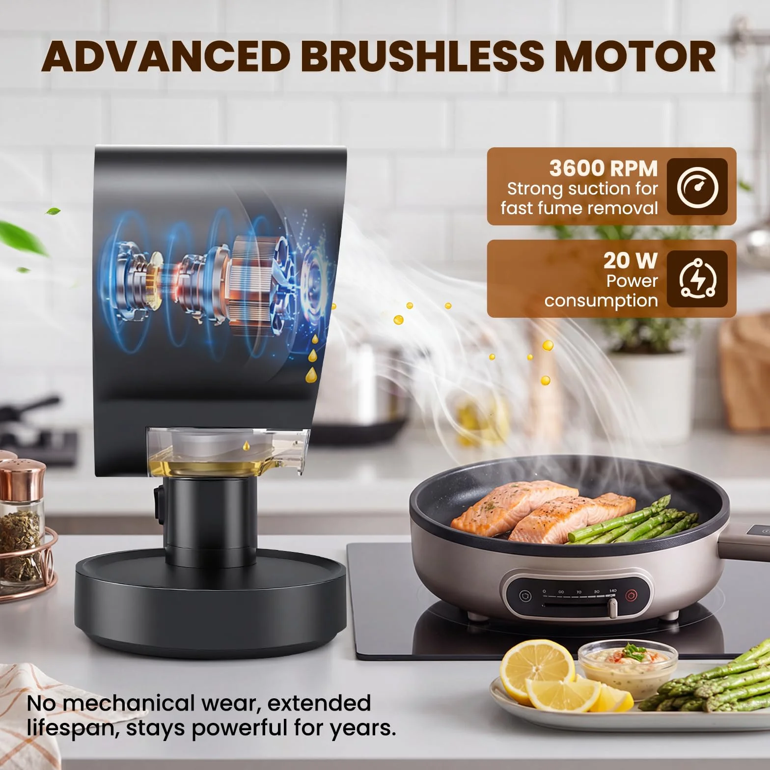 NEWTRY Tragbare Mini Dunstabzugshaube 3 Stufen 2 Filter starke Saugkraft | Waschbare Filter, 3600RPM, leistungsstark, kompakt, leicht, vielseitig für Küche, Wohnwagen, Camping, leicht zu reinigen