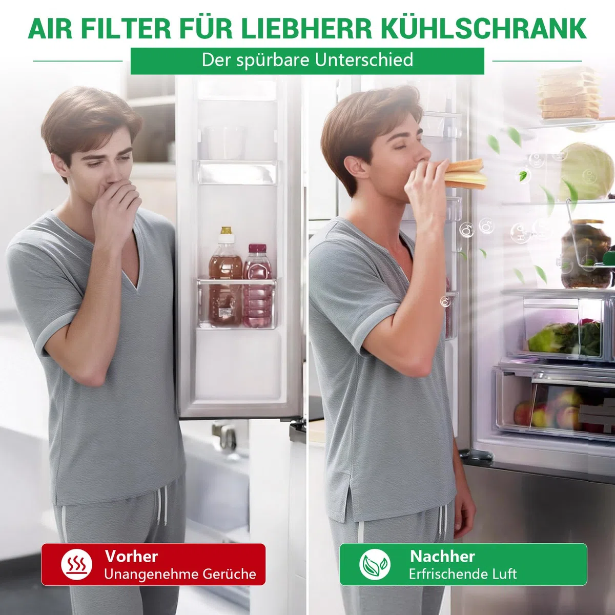 4 Stück Fresh Air Filter für Liebherr, Prämie Kühlschrank Aktivkohlefilter Passend für 9096989, 988246000, 988246001, 9882429, 9882460, Ersetzt 7440021-00