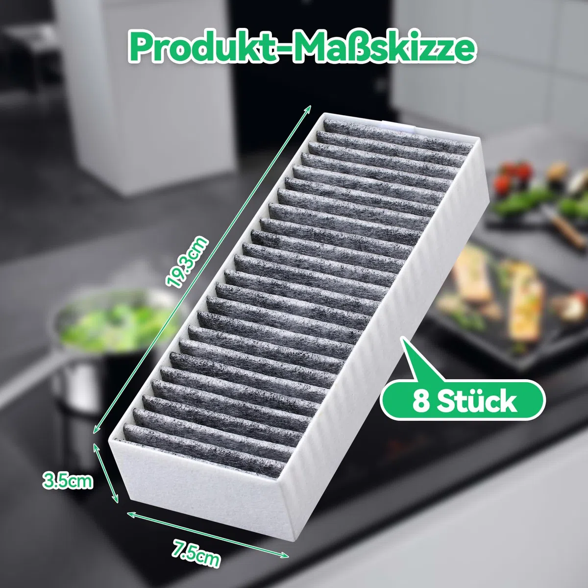 8 Stück Dunstabzugshaube Aktivkohlefilter für Siemens HZ9VRCR0 17004796/Bosch HEZ9VRUD0 17004811/Neff Z821VR0 17004806/ Gaggenau CA282111/ Constructa CCZ9VRCRCR0 17006669, Umluftersatzfilter Zubehör