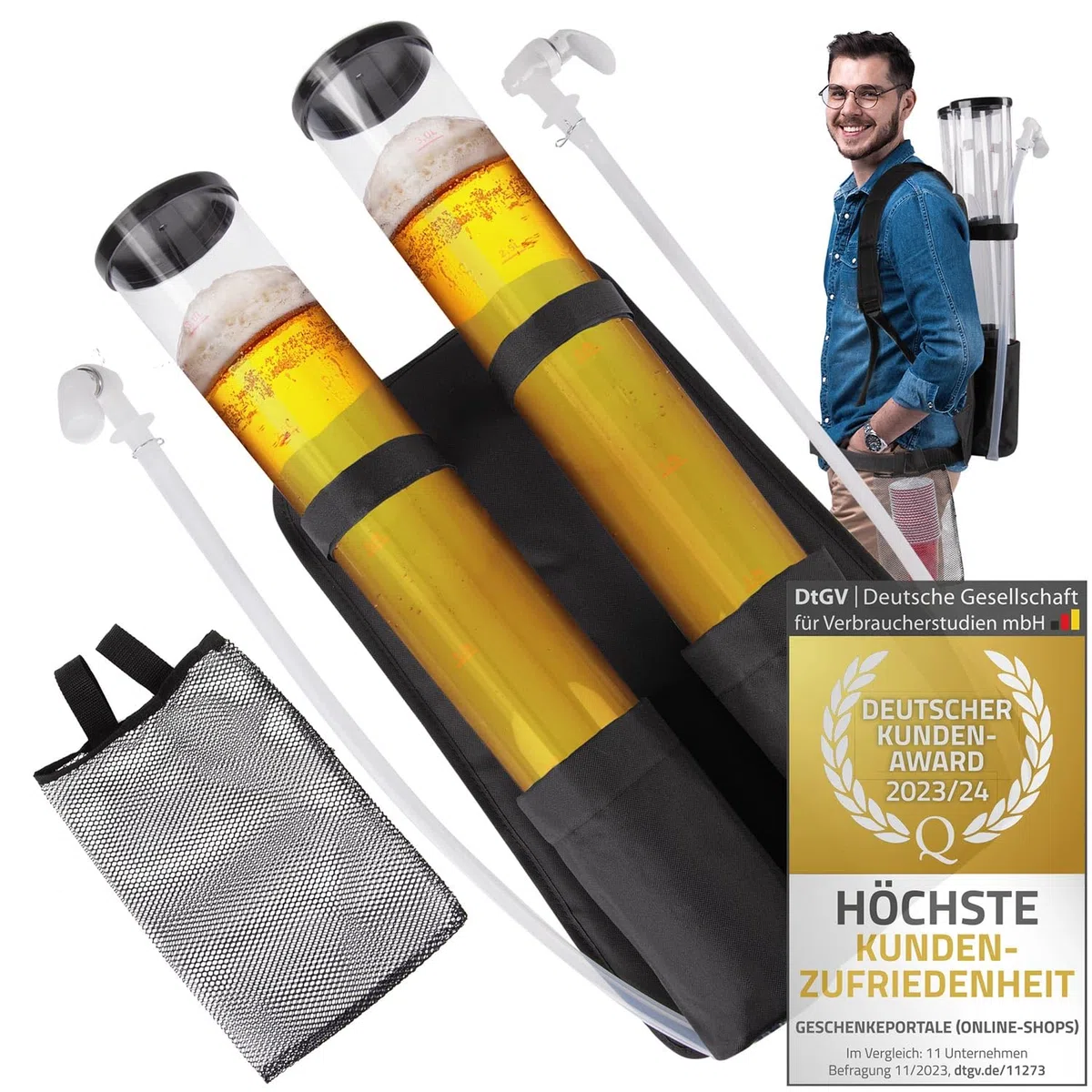 GOODS+GADGETS Der Kulthit - Duo Bierrucksack Doppel Bier Rucksack Biergiraffe Getränkerucksack 2 x 3 Liter Kapazität