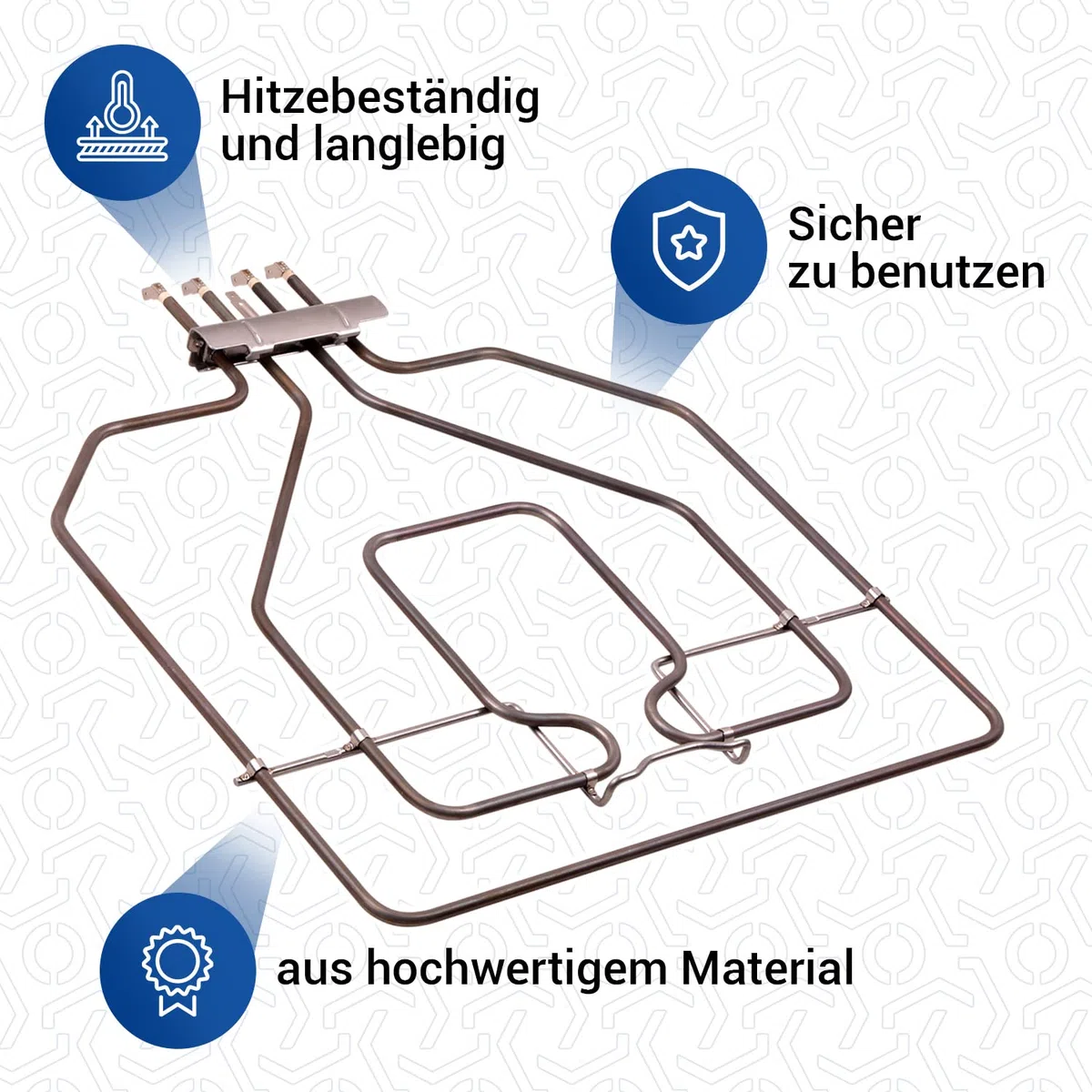VIOKS Heizelement 230v Ersatz für BOSCH 00470845 470845 EGO 20.41384.000 & Heizspirale Grill Oberhitze Balay Bosch Ofen Constructa Backofen Herd Siemens Herd Junker&Ruh Neff Pitsos