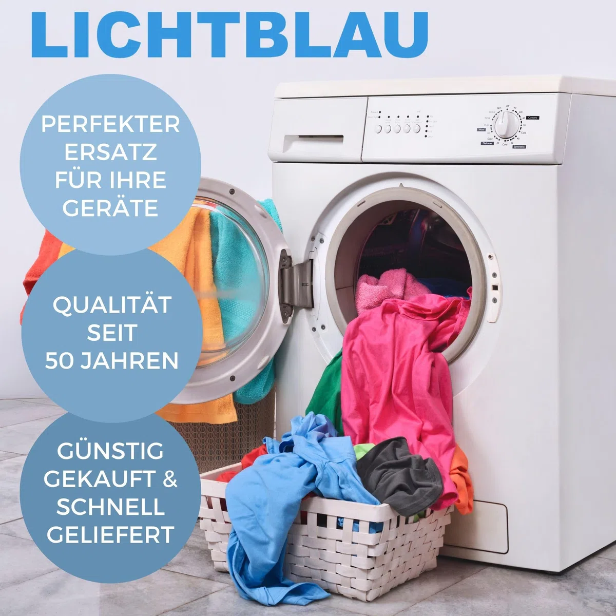 LICHTBLAU Knickfester Edelstahlschlauch Zulaufschlauch I 1m I 3/4 Zoll | Panzerschlauch für Waschmaschine & Geschirrspüler, Winkel/Gerade inkl. Dichtung