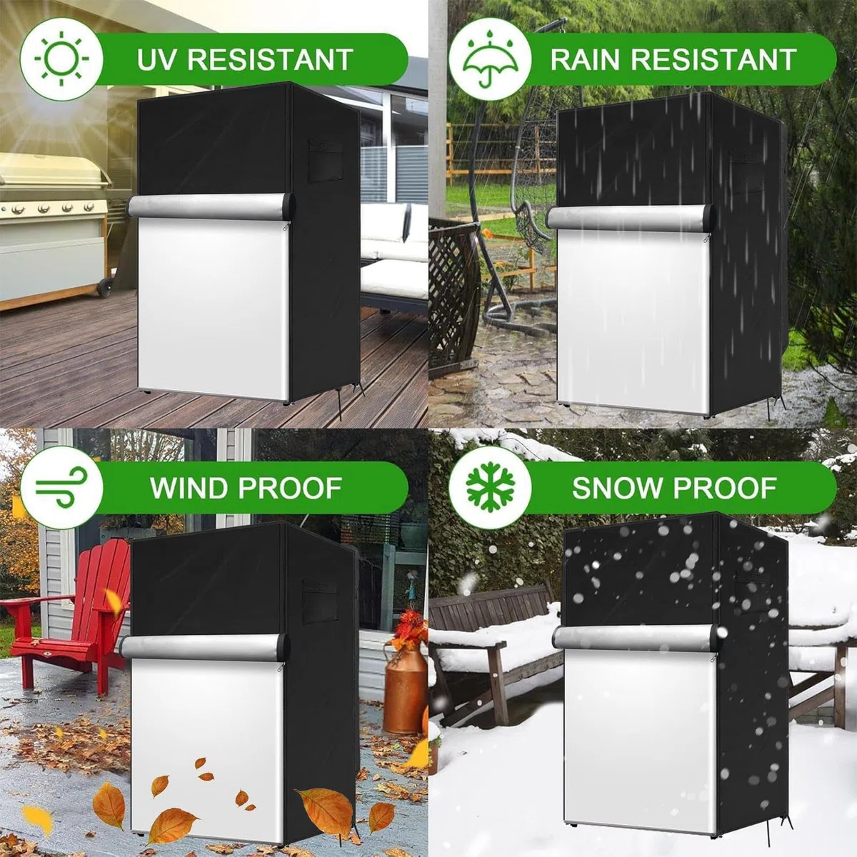 Outdoor Kühlschrank Abdeckung | Schutzabdeckung Für Kühlgeräte,UV Beständige Kühlschrank Hülle Mit Reißverschluss Für Küche Camping Picknick