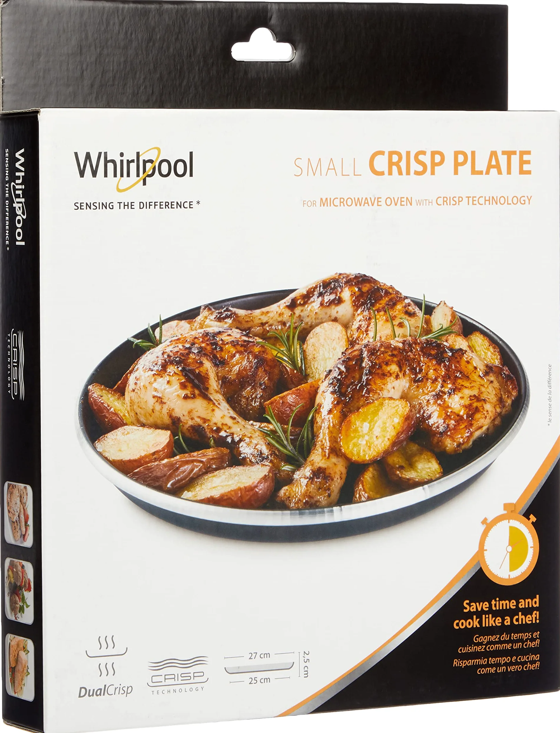 Whirlpool AVM250 - Mikrowellenzubehör/ Crisp-Platte klein (Ø25cm) für die Mikrowelle/ Passend auch für Bauknecht Mikrowellen, Schwarz