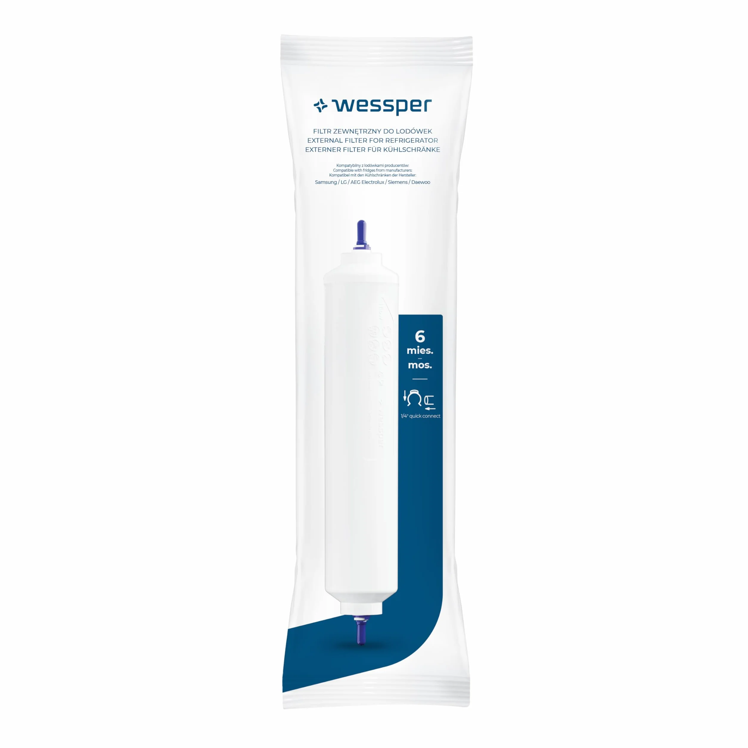 Wessper Kühlschrank Wasserfilter Ersatz für Samsung Side By Side, LG, AEG, HAIER, Whirpool, DA29-10105J, HAFEX/EXP, DA99-02131B, WSF-100, EF9603, USC-100, 4 Stück
