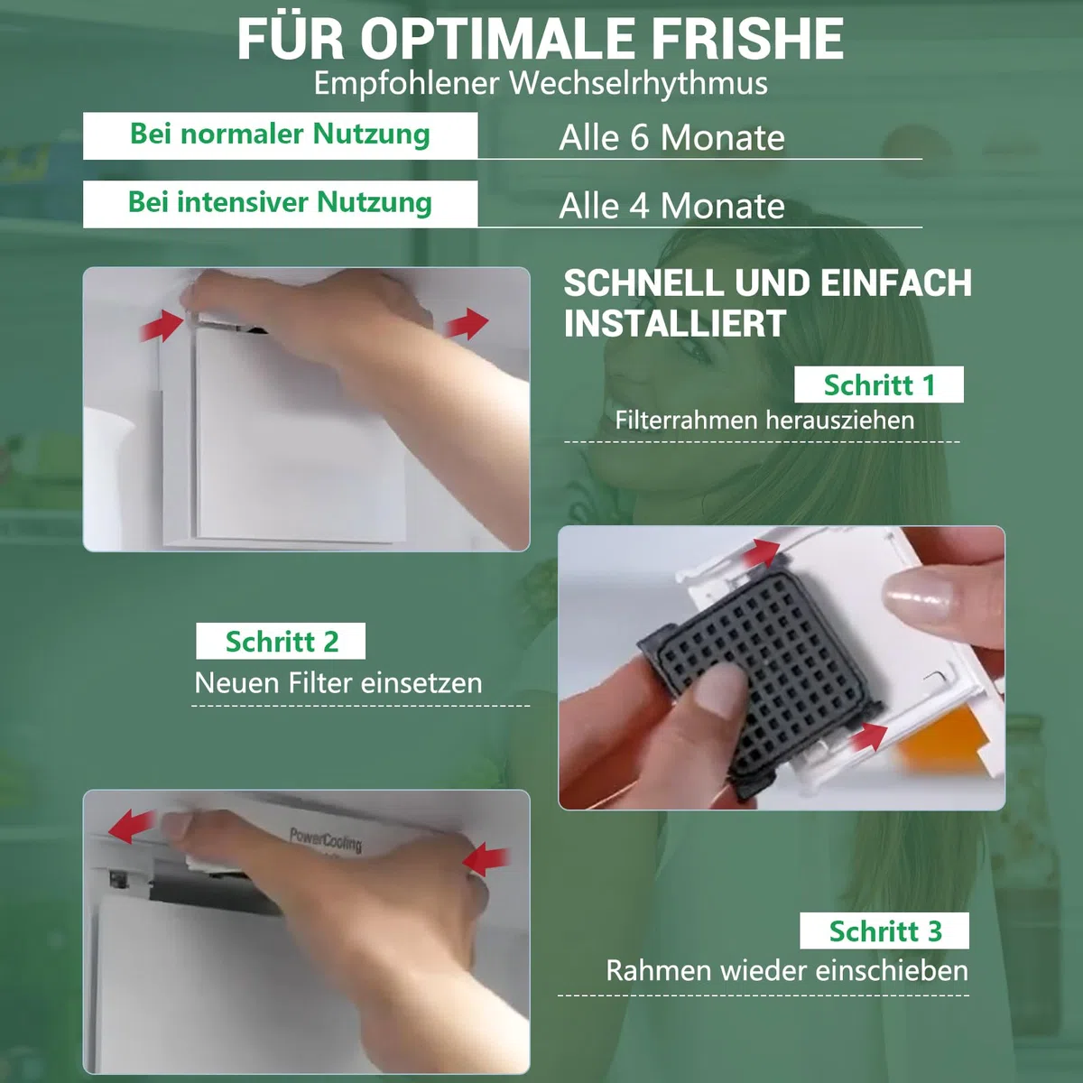 4 Stück Fresh Air Filter für Liebherr, Prämie Kühlschrank Aktivkohlefilter Passend für 9096989, 988246000, 988246001, 9882429, 9882460, Ersetzt 7440021-00