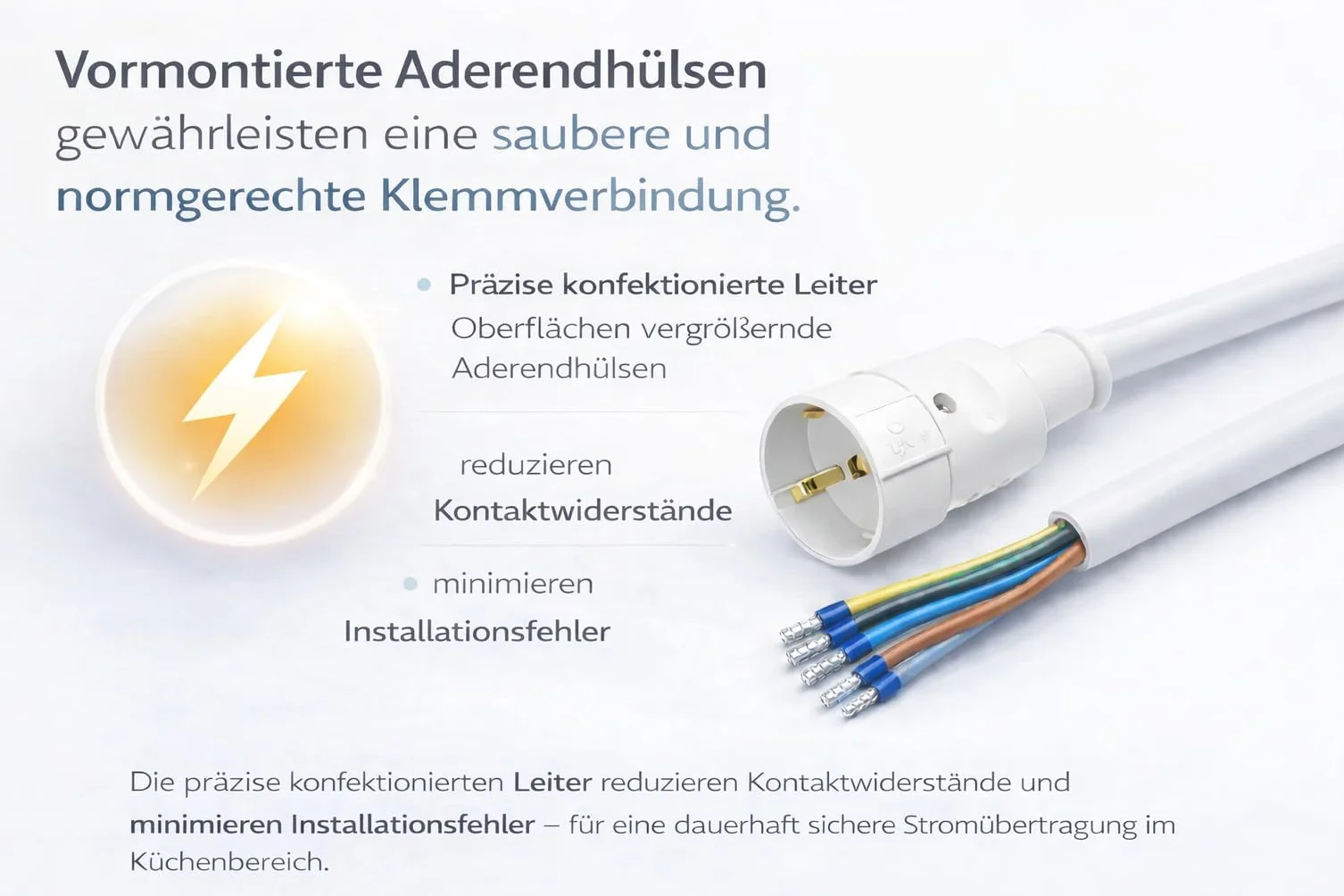 10 x Power Splitter 2m Herdverteiler Stromverteiler Küchenverteiler Küchen Anschluss Box Backofen Kochfeld Ceran Induktion Herd
