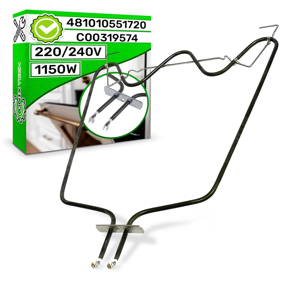 ONIX TECH Unteres Heizelemente für Backöfen & Herde 1150 W 220 V/240 V mit Originalcode 481010551720 C00319574 für Whirlpool für Indesit - Garantie 5 Jahre