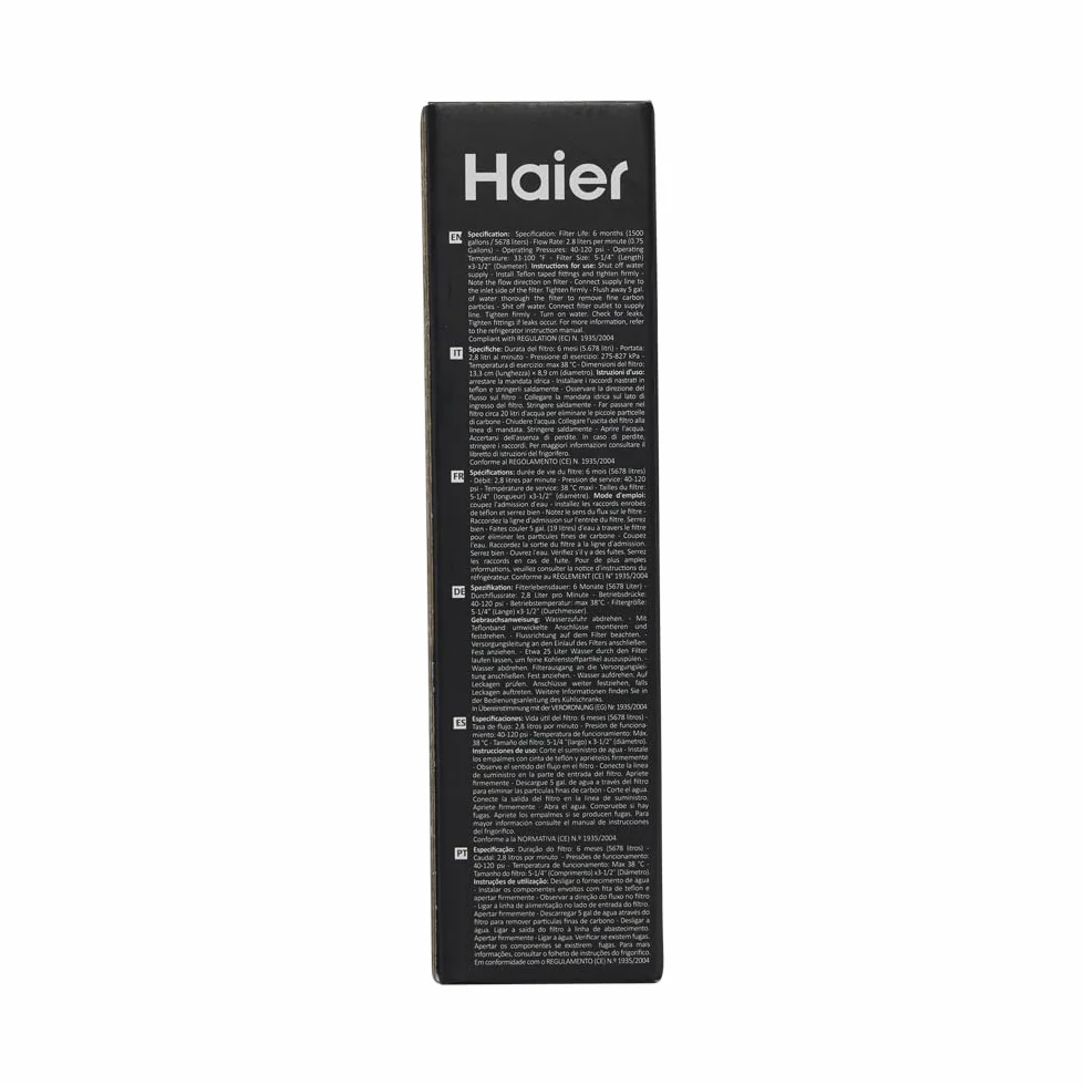 Haier – Wasserfilter für Kühlschränke, besserer Geschmack, immer frisches Wasser, kompatibel mit ausgewählten Haier French-Door-Kühlschränken, austauschbar, HAWFILT41