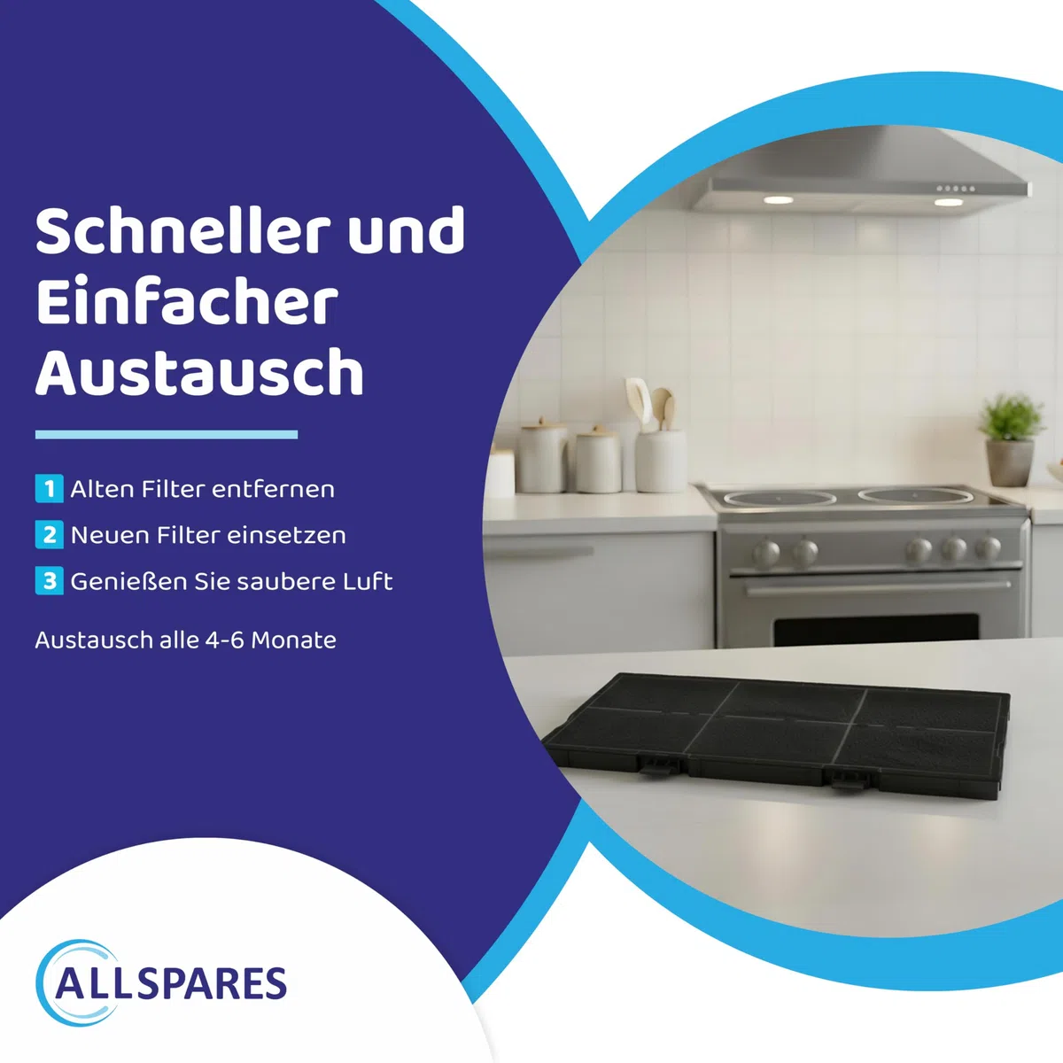 Aktivkohlefilter für Dunstabzugshauben geeignet für Bosch DSZ4561, 11025806 | Siemens LZ45610, LZ45650, 11008216 | Neff Z54TC02X0 | 459x189x47mm