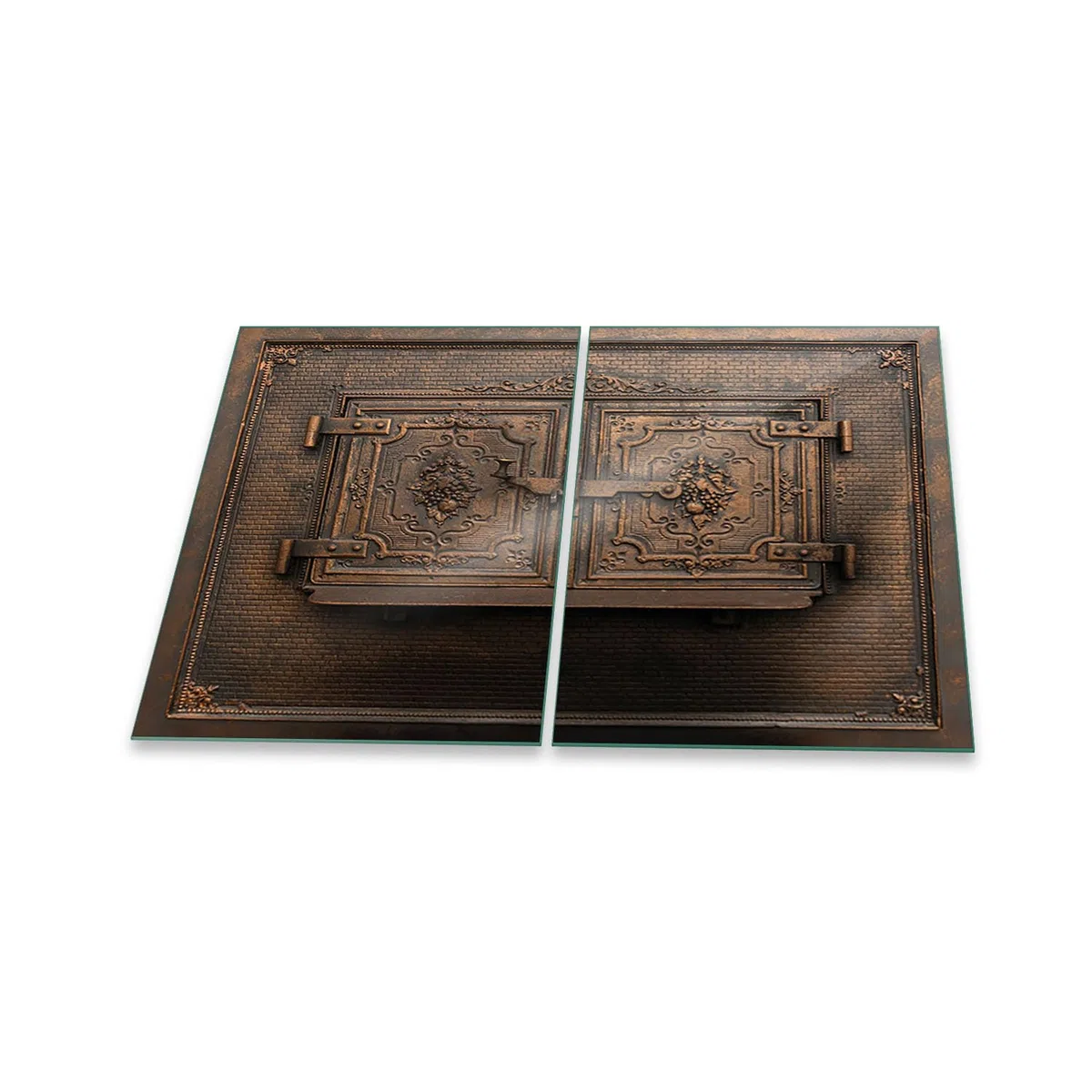 Herdabdeckplatte Abdeckung Ceranfeld Abdeckplatte Schneidebrett 2-Teilig 80x52 Textur Braun Spritzschutz Glasplatte Ceranfeldabdeckung Schutz Herdschutz Sicherheitsglas Glasschneidebrett 2x40x52
