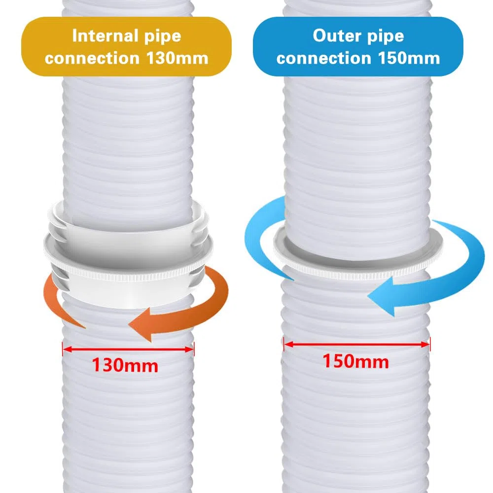 Abluftschlauch Klimagerät Verlängerung 2m, Schlauch für Klimagerät, Klimaanlage Abluftschlauch mit Adapter 130mm/150mm, Klimaanlage Verlängerungsschlauch, Klimaschlauch für Klimaanlage
