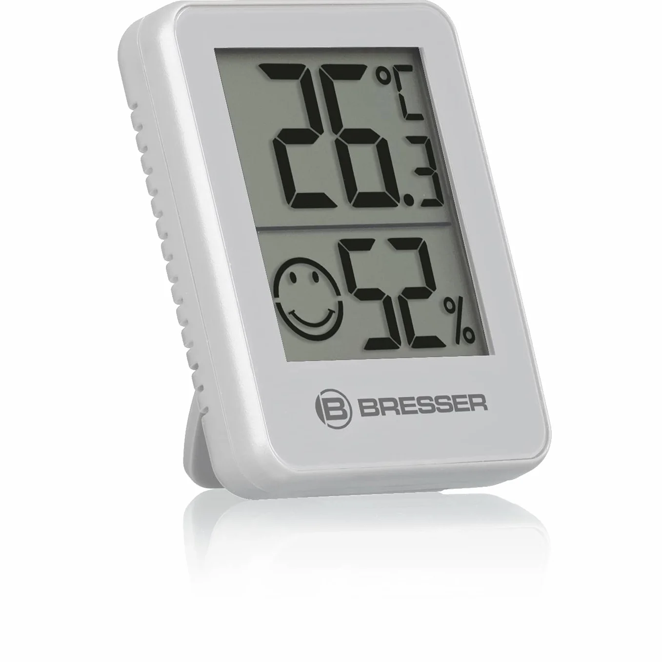 Bresser 6er Set Thermometer Hygrometer - Digitales Raumthermometer für Kontrolle Innenraum Luftfeuchtigkeit, Kühlschrankgeeignet, Wandmontage und Magnet, Schimmelvorbeugung - Indikator Smiley, Weiß