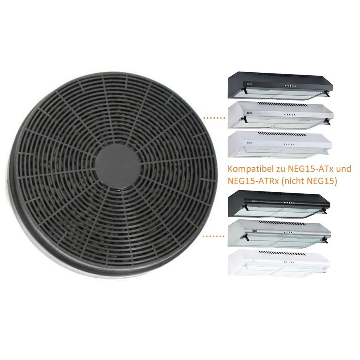 Original NEG Aktivkohlefilter GF15, 2er Set für NEG15-AT und NEG15-DC | Geruchsneutralisierung, Umluft-Betrieb, Kompatibel mit NEG15-AT, Kompatibel mit NEG15-DC, Druckknopf-Bedienung