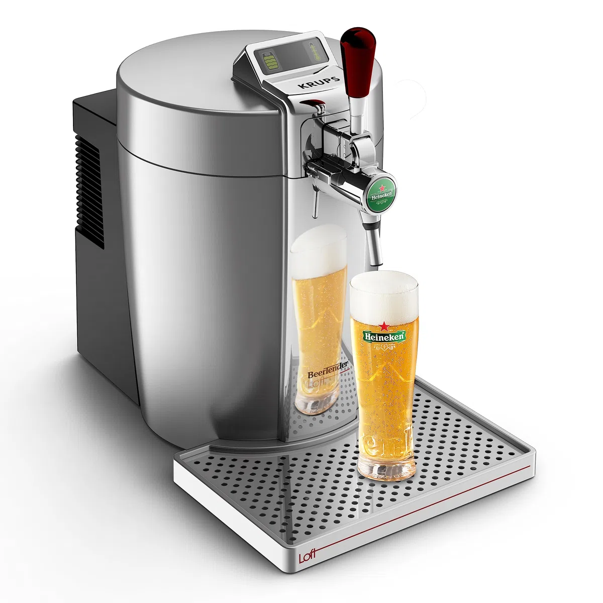 Krups VB700E00 Beertender Loft Edition Bierzapfgerät, Silber/Chrom